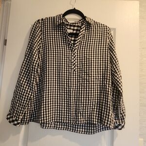J. Jill Black & White Gingham Women's Blouse Size S Euc